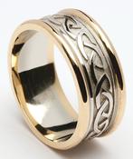 Traditional Celtic Knot Wedding Ring In Two Tone Gold image