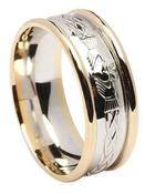 Gold Claddagh Celtic Wedding Ring with Rims image