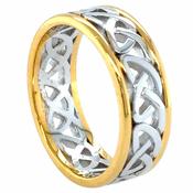 Gold Celtic Knot Wedding Ring with Rims image