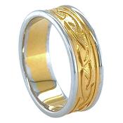 Traditional Celtic Knot Wedding Ring In Two Tone Gold image