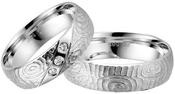 White Gold Wedding Ring with Fingerprint Effect Finish image