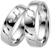 White Gold Wedding Ring with Diamond-Cut Decoration image