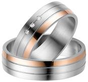 Steel Wedding Ring with 14k Rose Gold Detail image