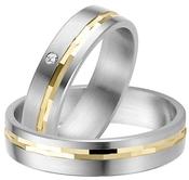 Steel Wedding Ring with Yellow Gold Detail image