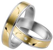 Steel Wedding Ring with 14k Yellow Gold Centre image