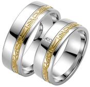 Steel Wedding Ring with Yellow Gold Inset image