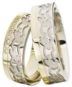 White Gold Wedding Ring with Yellow Gold Rail image