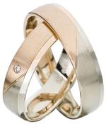 Silk Matt White Gold and Rose Gold Wedding Ring with Polished Rail image