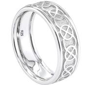 Silver Celtic Knot Wedding Ring with Rims
