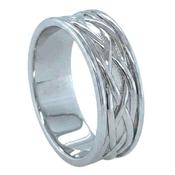 Silver Celtic Weave Wedding Ring with Rims image