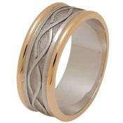 White or Yellow Gold Celtic Weave Wedding Ring with Rims
