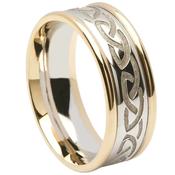 Traditional Celtic Knot Wedding Ring In Two Tone Gold image