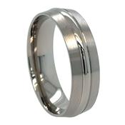 6mm Titanium Matt Wedding Band with Polished Centre Rim image