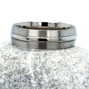 6mm Titanium Matt Wedding Band with Polished Centre Rim image
