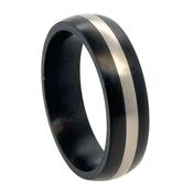 6mm Titanium IP Black Plated Wedding Band with Centre White Groove image