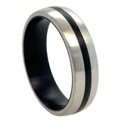 6mm Titanium Wedding Band with IP Black Plated Centre Groove image