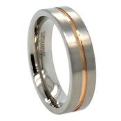 6mm Titanium Matt Wedding Band with a Brushed Rose Gold Centre Groove image