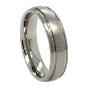 6mm Titanium Matt Wedding Band with Polished Track Edges image