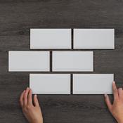 Metro White Bevelled Gloss Ceramic Wall Tile 20x10cm image