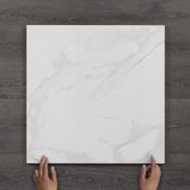 Statuario Light Marble-Effect Gloss Porcelain Tile 60x60cm image