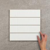 Metro Soldeu White Ceramic Textured Gloss Ceramic Wall Tile 30x7.5cm in ...