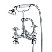 Duke Chrome Brass Bath Filler Tap with Shower Mixer Handset image