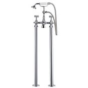 Duke Chrome Brass Freestanding Bath Filler Tap with Shower Mixer Handset image