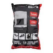 Alpha Tile Levelling Clips (Tile 3-12mm) 1mm Grout Line (250pcs/Bag)