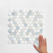 Kent Mixed Penny Hexagon Honed Marble Mosaic 30x29cm image
