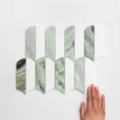 Pimlico White Mixed Fan Polished Marble Mosaic 31.5x26cm