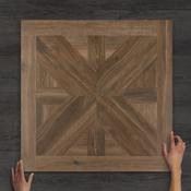 Volute Dark Oak Wood-Effect Matt Porcelain Tile 75x75cm