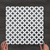 Orly Black Pattern Satin Porcelain Tile 44.2x44.2cm