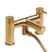 Anthem Brushed Brass Deck-Mounted Bath Mixer Tap with Shower Handset