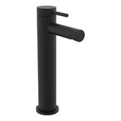 Anthem Matt Black Tall Basin Mixer Tap  with Click Waste