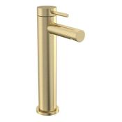 Anthem Brushed Brass Tall Basin Mixer Tap  with Click Waste