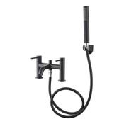 Giro Matt Black Deck-Mounted Bath Mixer Tap with Shower Handset
