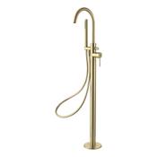 Giro Brushed Brass Freestanding Bath Mixer Tap with Handset