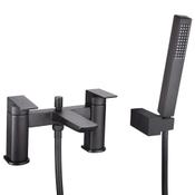 Saldo Gunmetal Grey Deck-Mounted Bath Mixer Tap with Shower Handset