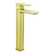 Saldo Brushed Brass Tall Mono Basin Mixer Tap