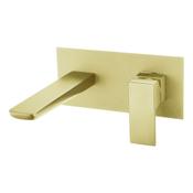 Saldo Brushed Brass Wall-Mounted Basin Mixer Tap