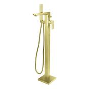 Saldo Brushed Brass Freestanding Bath Mixer Tap with Shower Handset