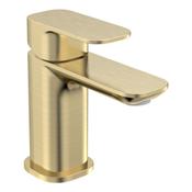 Haze Brushed Brass Basin Mixer Tap with Click Waste