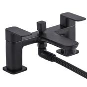 Haze Matt Black Deck-Mounted Bath Mixer Tap with Shower Handset