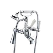 Kylemore Chrome Deck-Mounted Bath Mixer Tap with Shower Handset