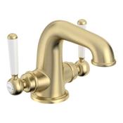 Lansdown Brushed Brass Basin Mixer Tap with Click Waste image