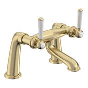 Lansdown Brushed Brass Deck-Mounted Bath Mixer Tap image