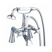 Time Traditional Chrome Deck-Mounted Bath Mixer Tap with Shower Handset image