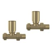 Brushed Brass Straight Radiator Valves image