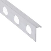 10mm Bright Silver Brushed Square Edge Tile Trim 2.4m