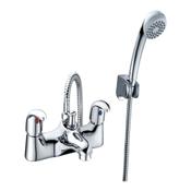 Alpha Chrome Deck-Mounted Bath Mixer Tap with Shower Handset